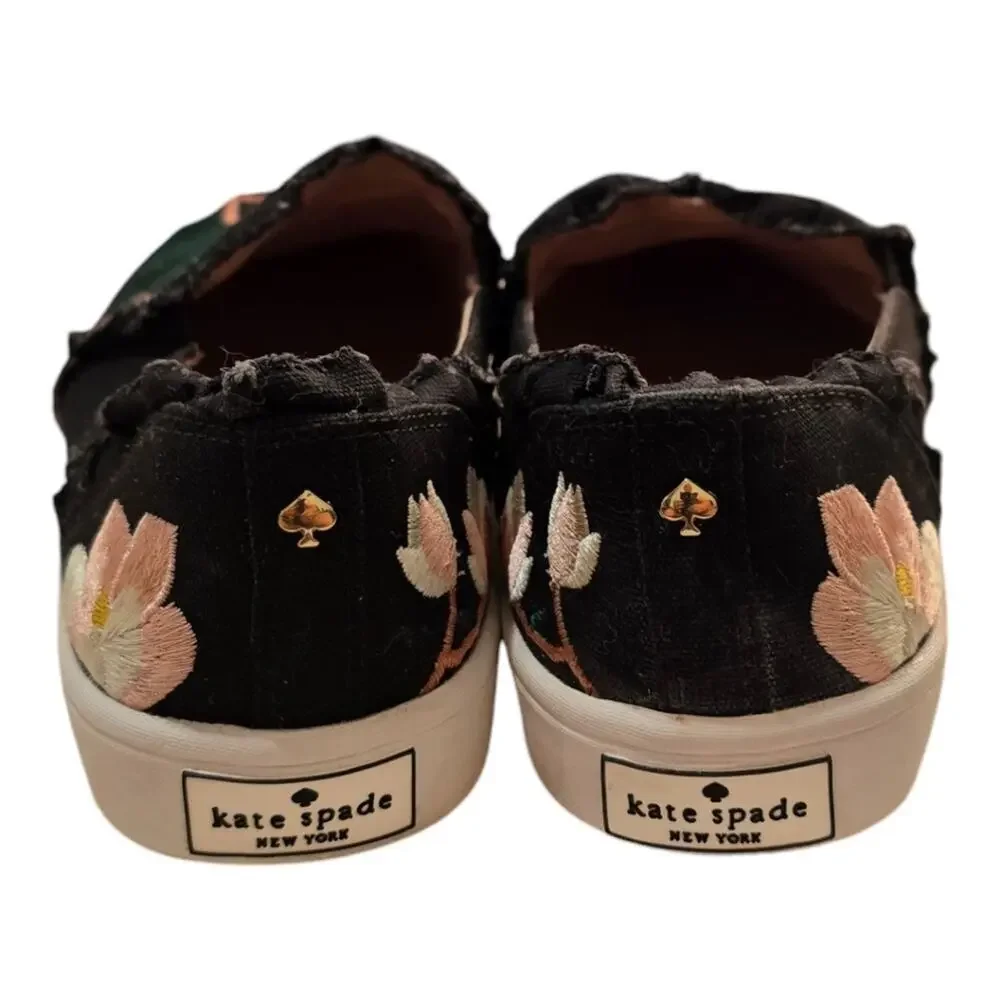 Kate Spade Leonie Ruffled Canvas Sneakers Embroidered Floral 7 MSRP $150‎